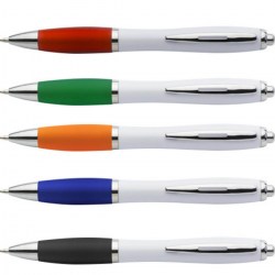 Στυλό με λευκό κορμό και χρωματισό grip (M 7111)