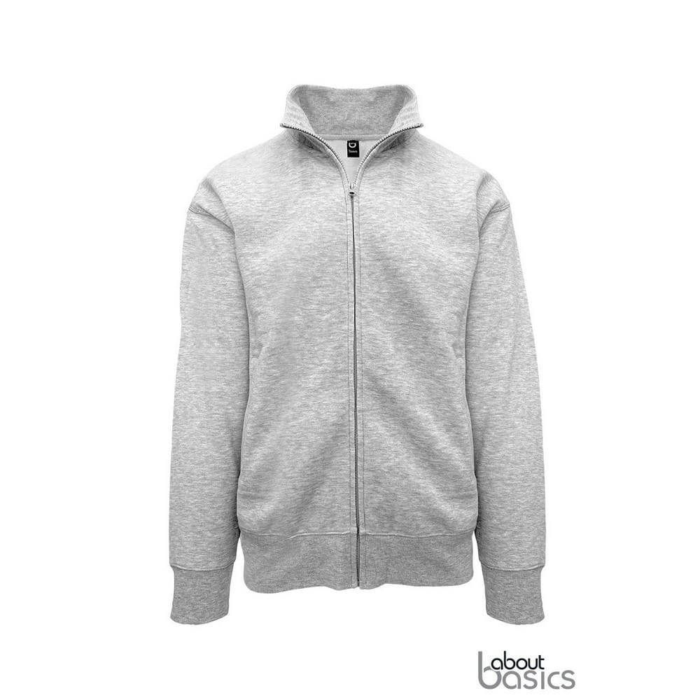 Unisex ζακέτα φούτερ χωρίς κουκούλα (About basics Deal - 00151) - Γκρι Μελανζέ - Μπροστά