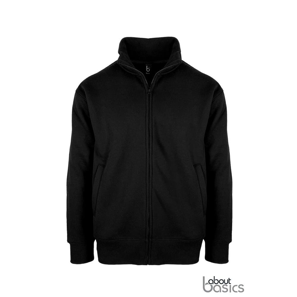 Unisex ζακέτα φούτερ χωρίς κουκούλα (About basics Deal - 00151) - Μαύρο - Μπροστά
