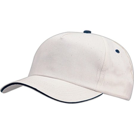 Καπέλο αμερικάνικο πεντάφυλλο σάντουιτς Β 2569 Λευκό με μπλέ ρίγα  