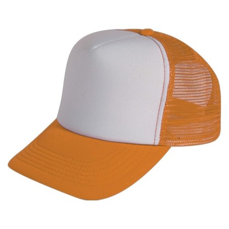 Καπέλο με δίχτυ Β 2580 Λευκό με πορτοκαλί