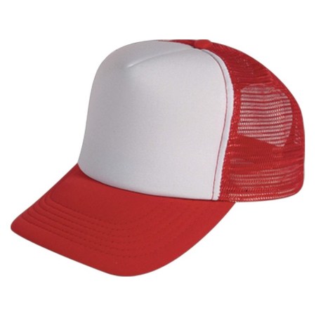 Καπέλο με δίχτυ Β 2580 Λευκό με κόκκινο