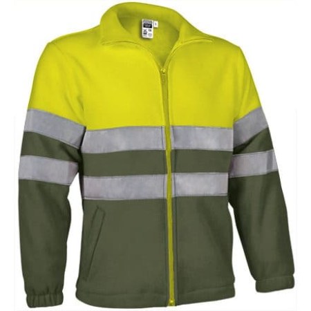 Fleece Jacket Ανακλαστικό - AIRPORT (VL 54800) - Χακί Στρατιωτικό με Κίτρινο Φωσφοριζέ - Military Green with Fluo Yellow