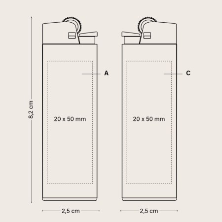 Αναπτήρας BIC Maxi (J26) - Διαστάσεις Τυπώματος