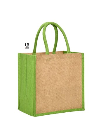 Τσάντα αγοράς με διχρωμία 30 x 30 + 19εκ. (Brasilia) natural-apple green