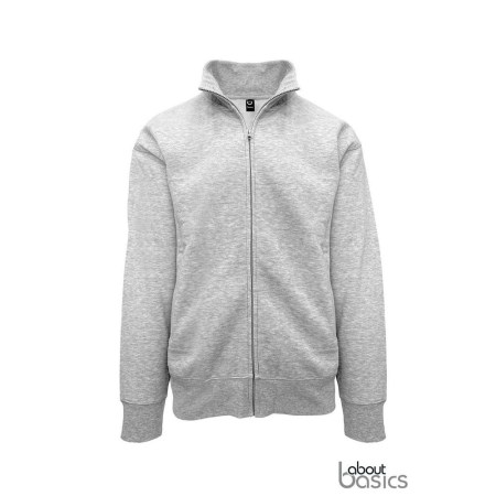Unisex ζακέτα φούτερ χωρίς κουκούλα (About basics Deal - 00151) - Γκρι Μελανζέ - Μπροστά