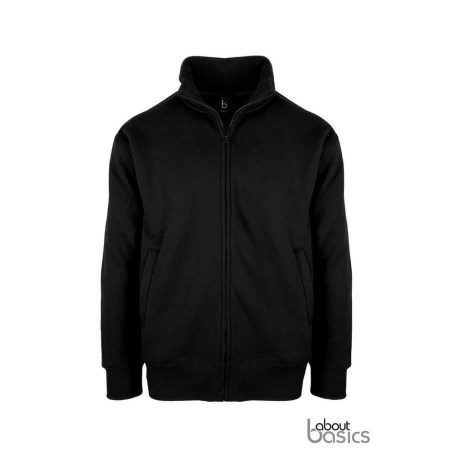 Unisex ζακέτα φούτερ χωρίς κουκούλα (About basics Deal - 00151) - Μαύρο - Μπροστά