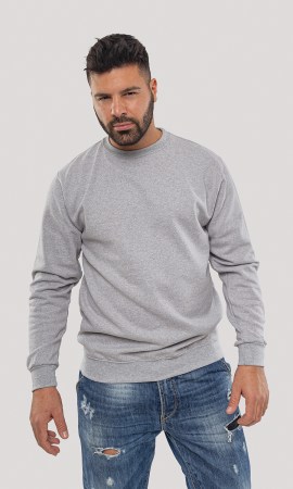 Φούτερ με στρογγυλή λαιμόκοψη (HIVER) γκρι μελαντζέ