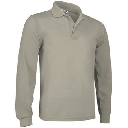 Μακρυμάνικο βαμβακερό polo (VL 55280 Predator) - Μπεζ - Sand Beige