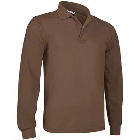 Μακρυμάνικο βαμβακερό polo (VL 55280 Predator) - Σοκολατί Καφέ