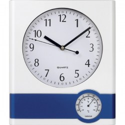 Ρολόι τοίχου δίχρωμο με θερμόμετρο B 1880 Λευκό με Μπλε
