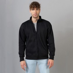 Unisex ζακέτα φούτερ χωρίς κουκούλα (About basics Deal - 00151) - Μαύρο